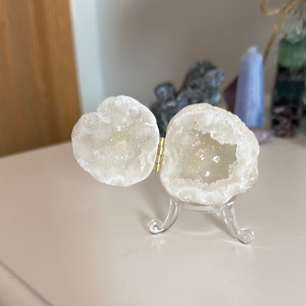 Small Clear Quartz Geode with Stand
